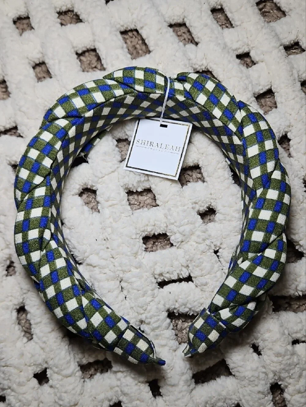 Shiraleah Chicago Patterned Braided Headband Set in Green Check & Brown Paisley
